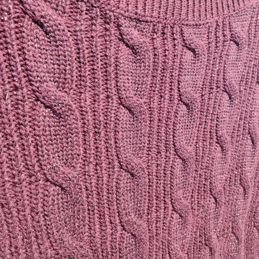 Lauren Ralph Lauren Sweater Womens L Purple Cable Knit Shimmer Metallic Elegant - Picture 5 of 13